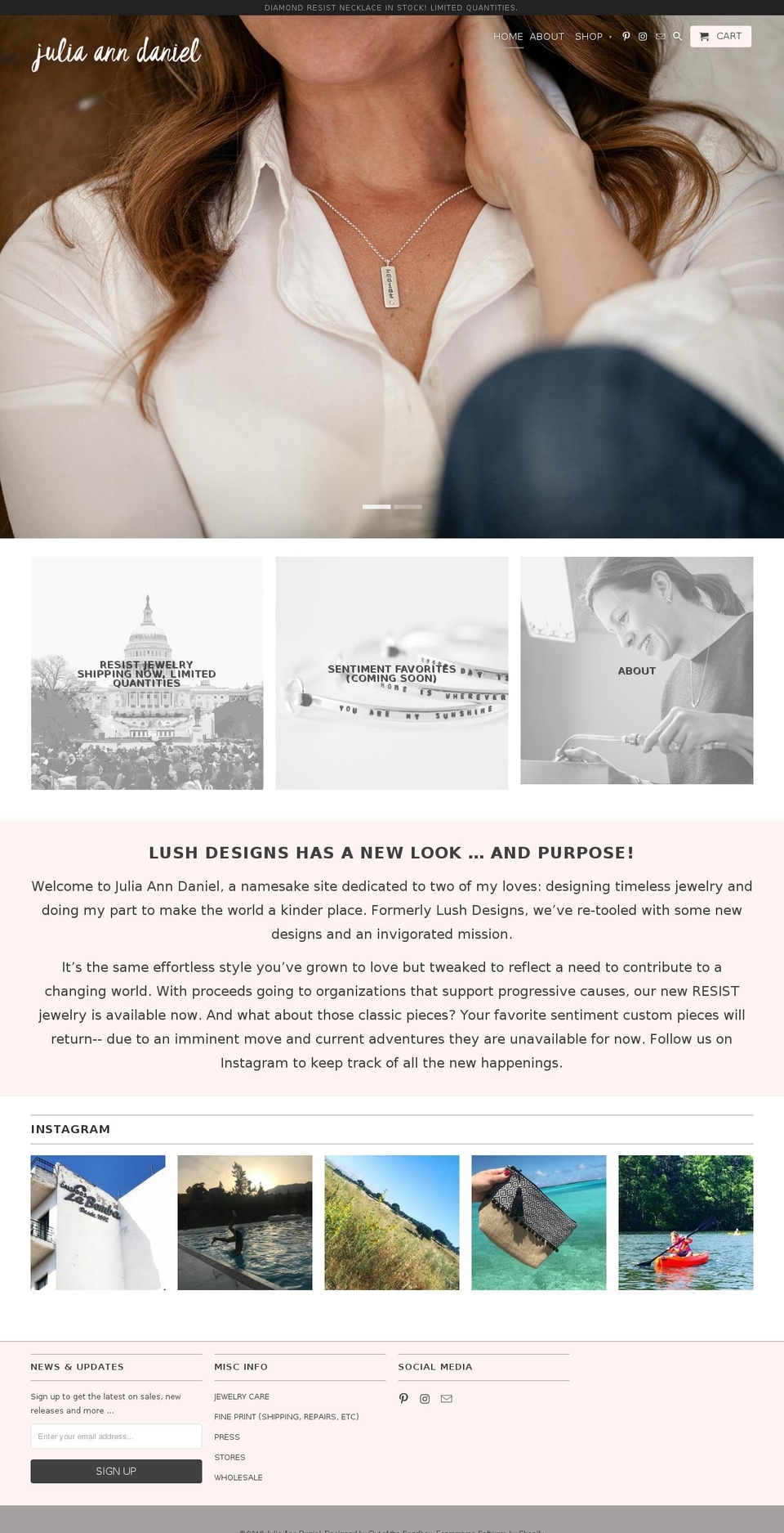juliaanndaniel.com — Shopify storefront screenshot