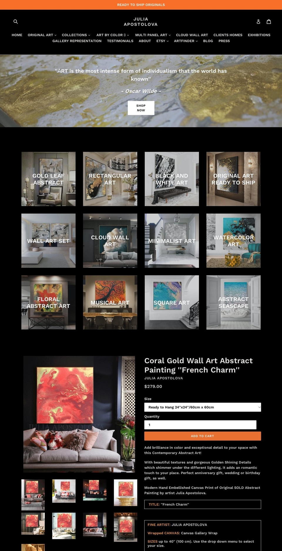 juliaapostolova.com — Shopify storefront screenshot
