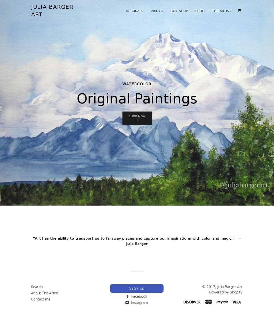 juliabargerart.com shopify website screenshot