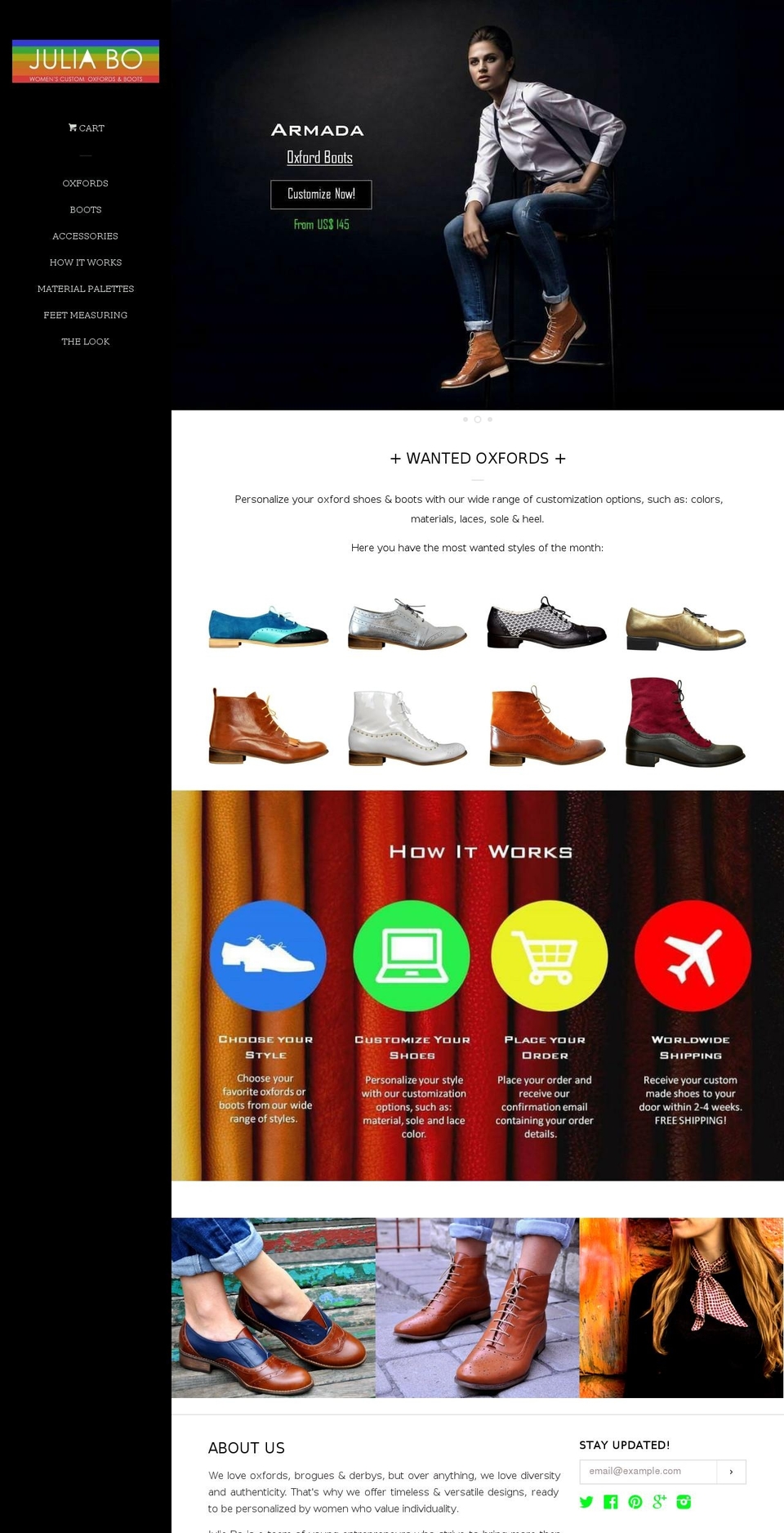juliaboshoes.com — Shopify storefront screenshot