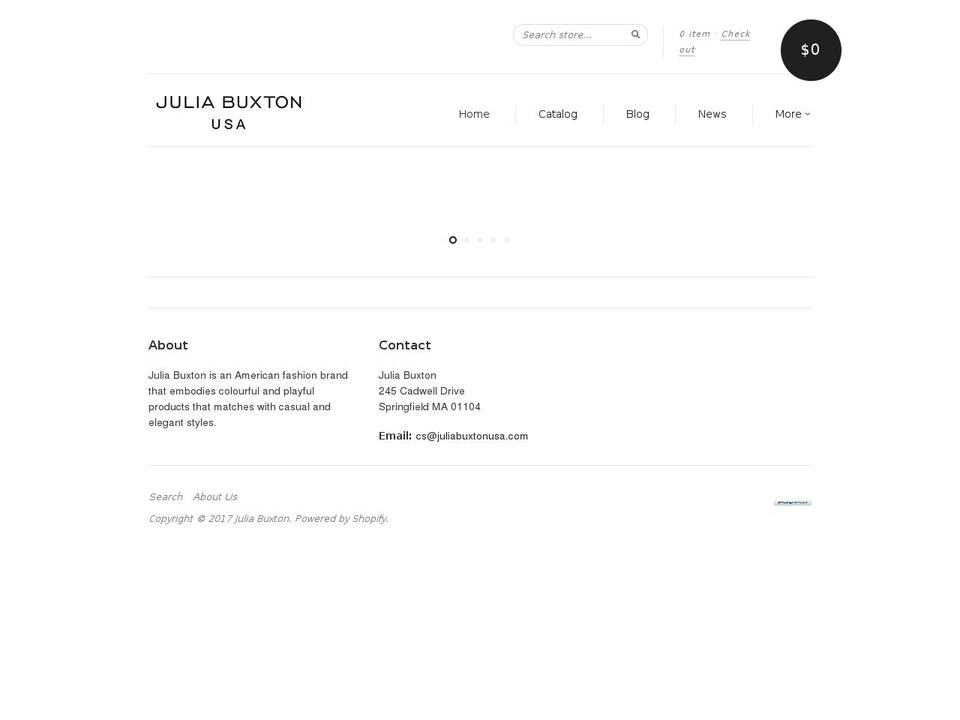 new-standard Shopify theme site example juliabuxtonusa.com