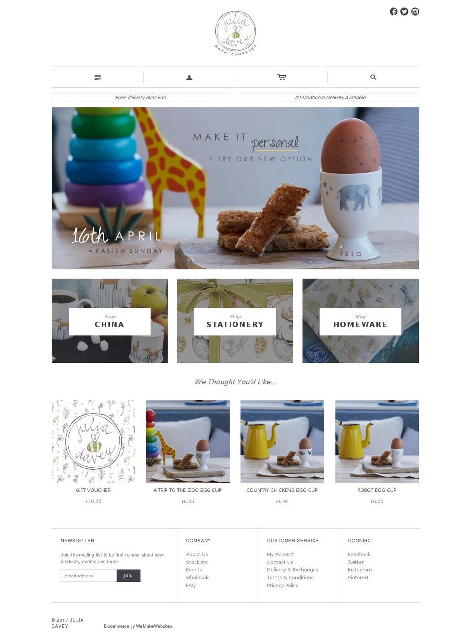 juliadavey.com shopify website screenshot