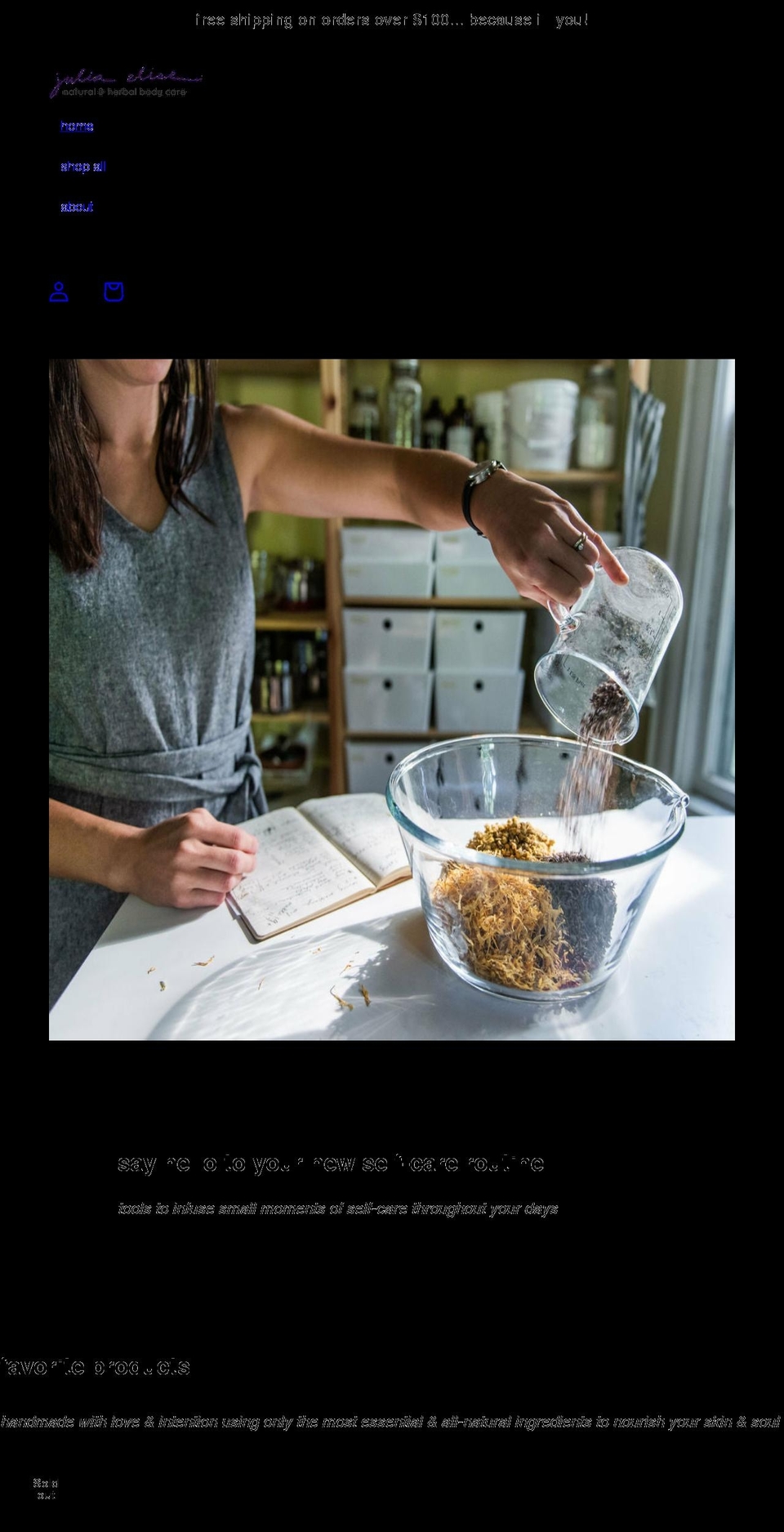 juliaelise.com shopify website screenshot