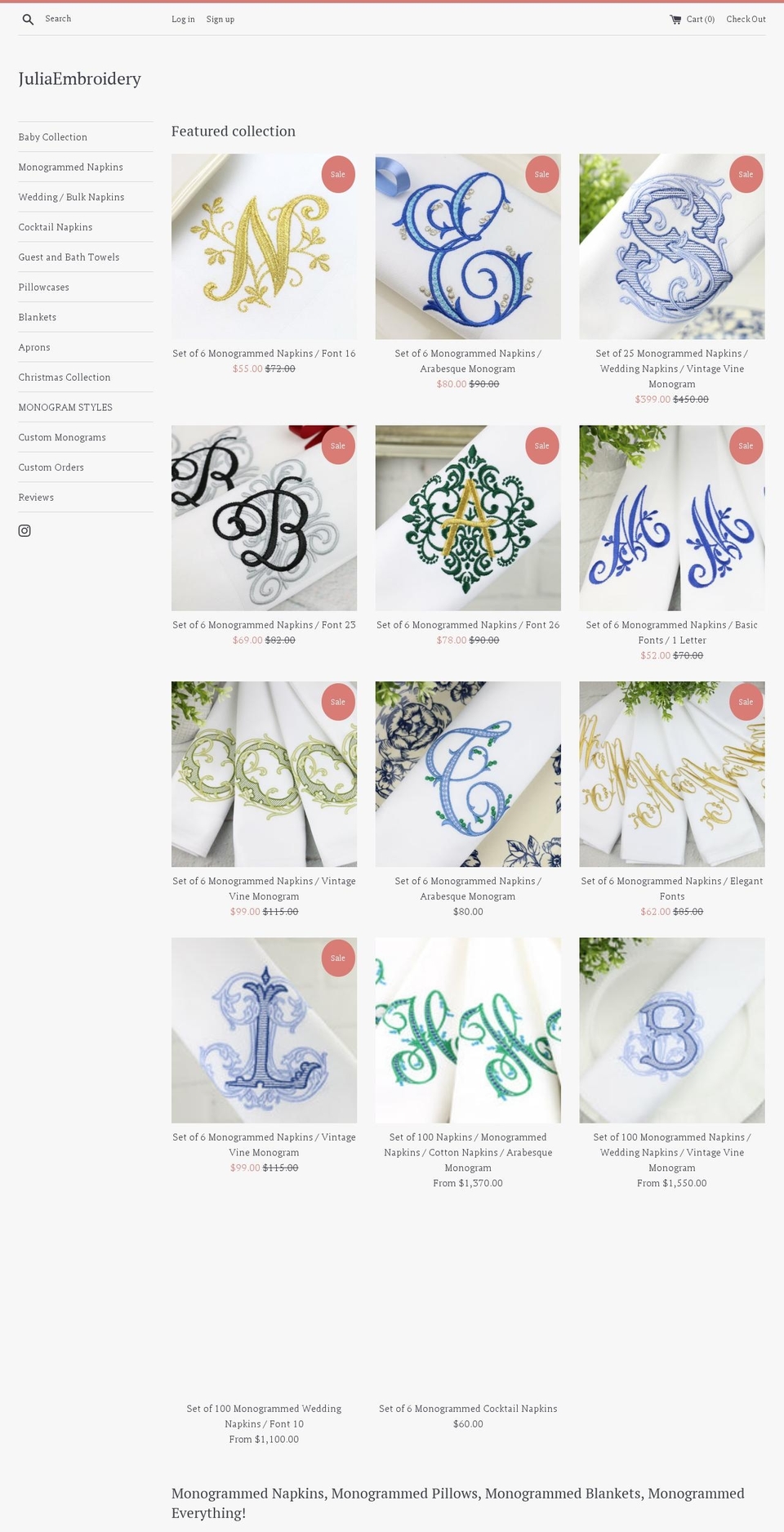 juliaembroidery.com shopify website screenshot