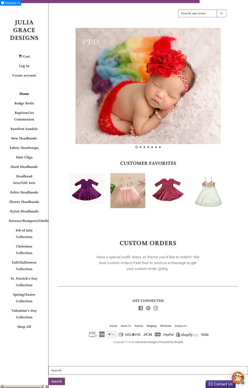 juliagracehandmadedesigns.com — Shopify storefront screenshot