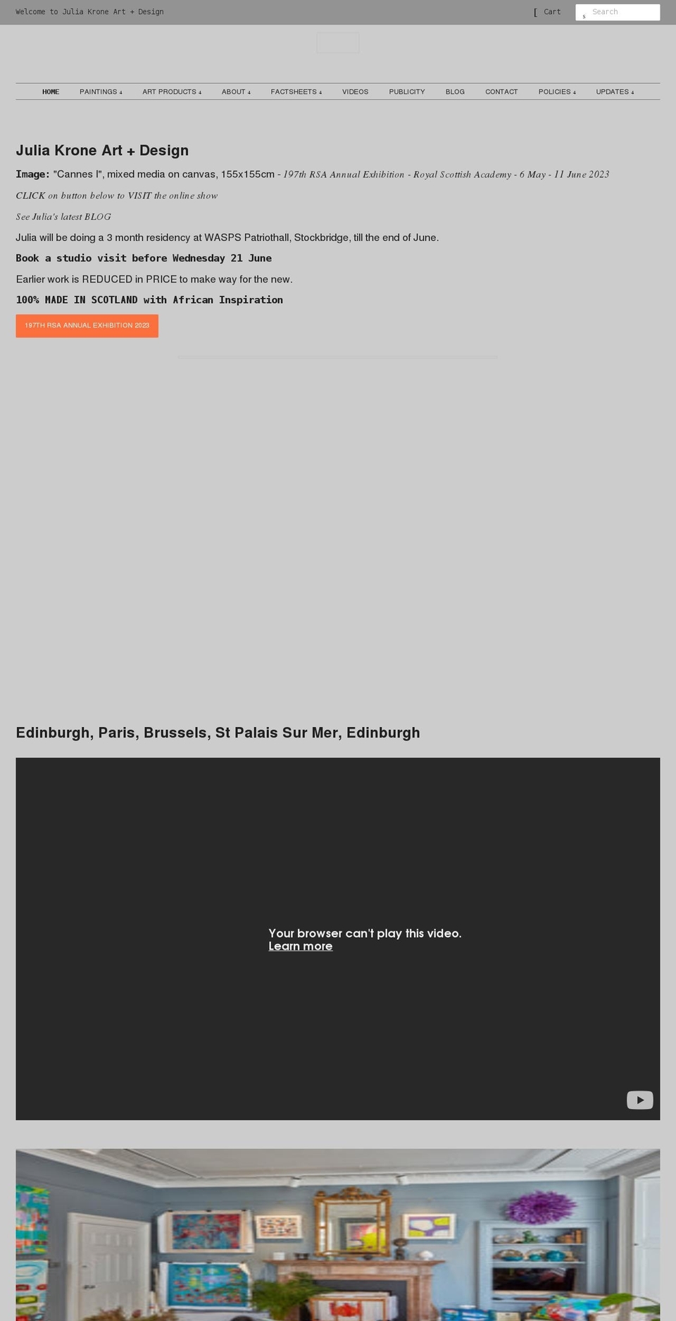 juliakrone.com shopify website screenshot