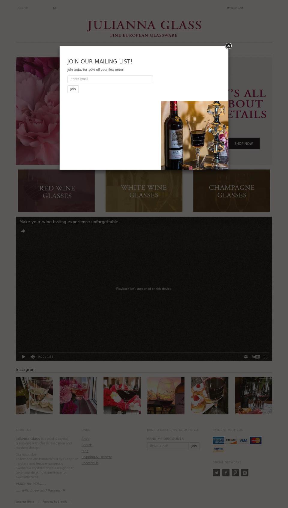 juliannaglass.com shopify website screenshot