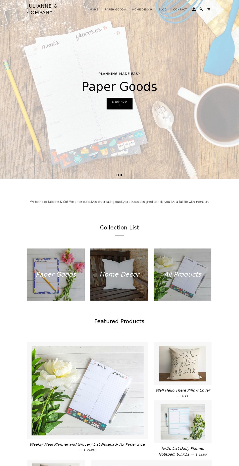 julianneandcompany.com shopify website screenshot