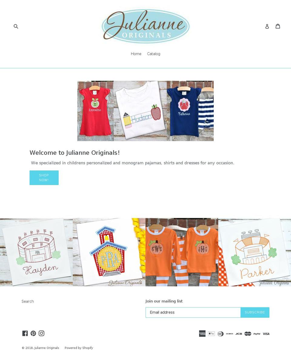 julianneoriginals.com — Shopify storefront screenshot