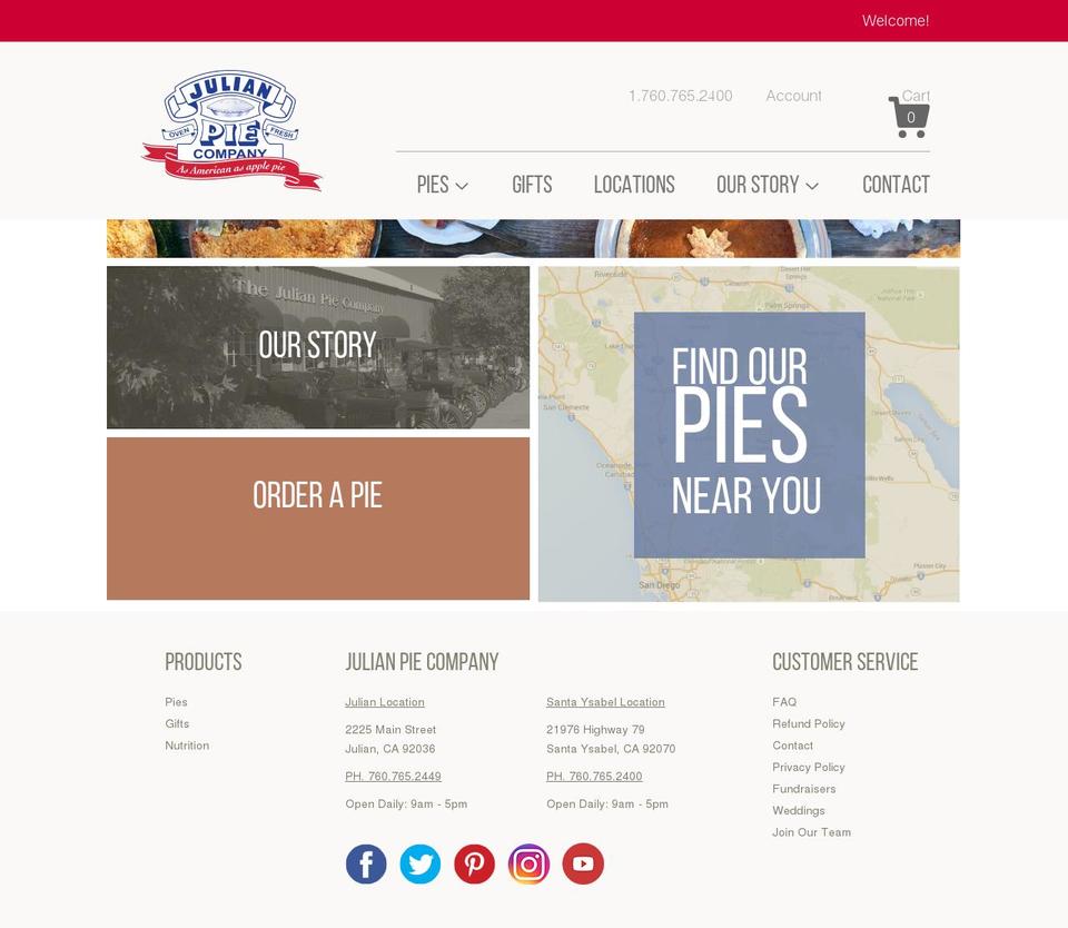 Julian Pie Company Shopify theme site example julianpiecompany.com