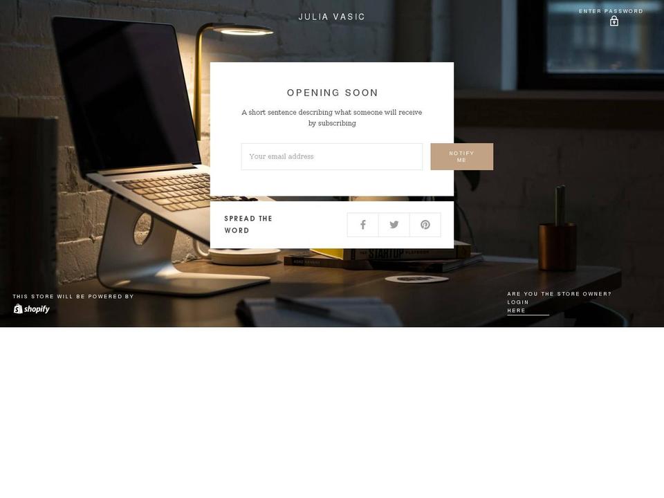 juliavasic.com shopify website screenshot