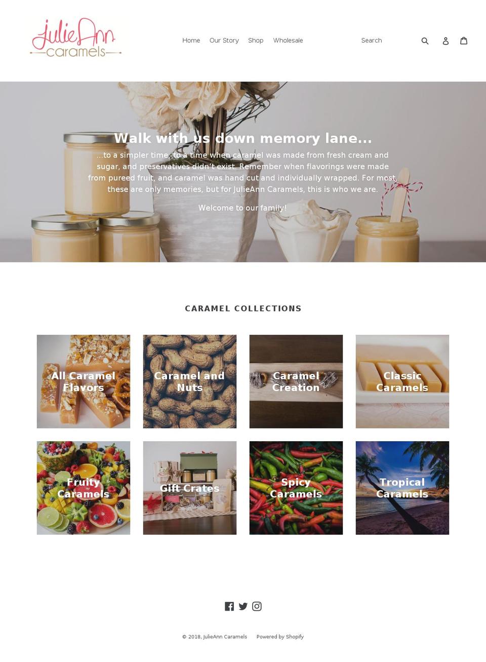 julieanncaramels.com shopify website screenshot
