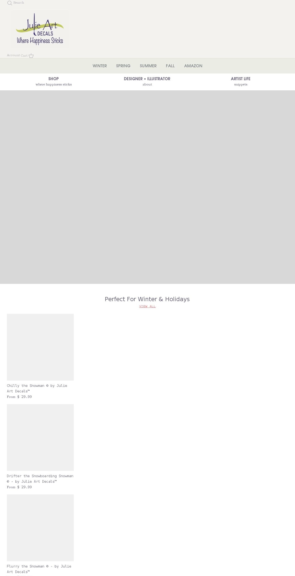 julieartdecals.com shopify website screenshot