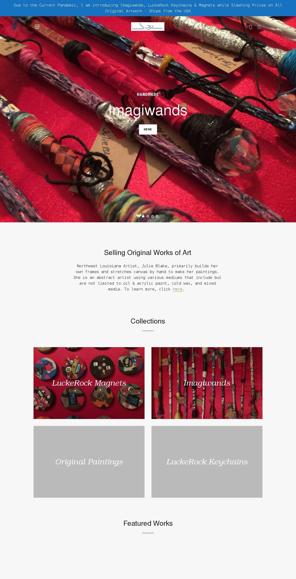 julieblakeart.com shopify website screenshot