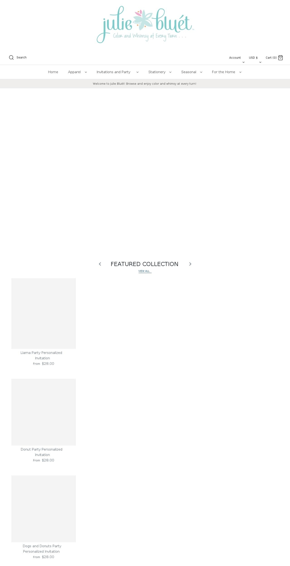 juliebluet.com shopify website screenshot