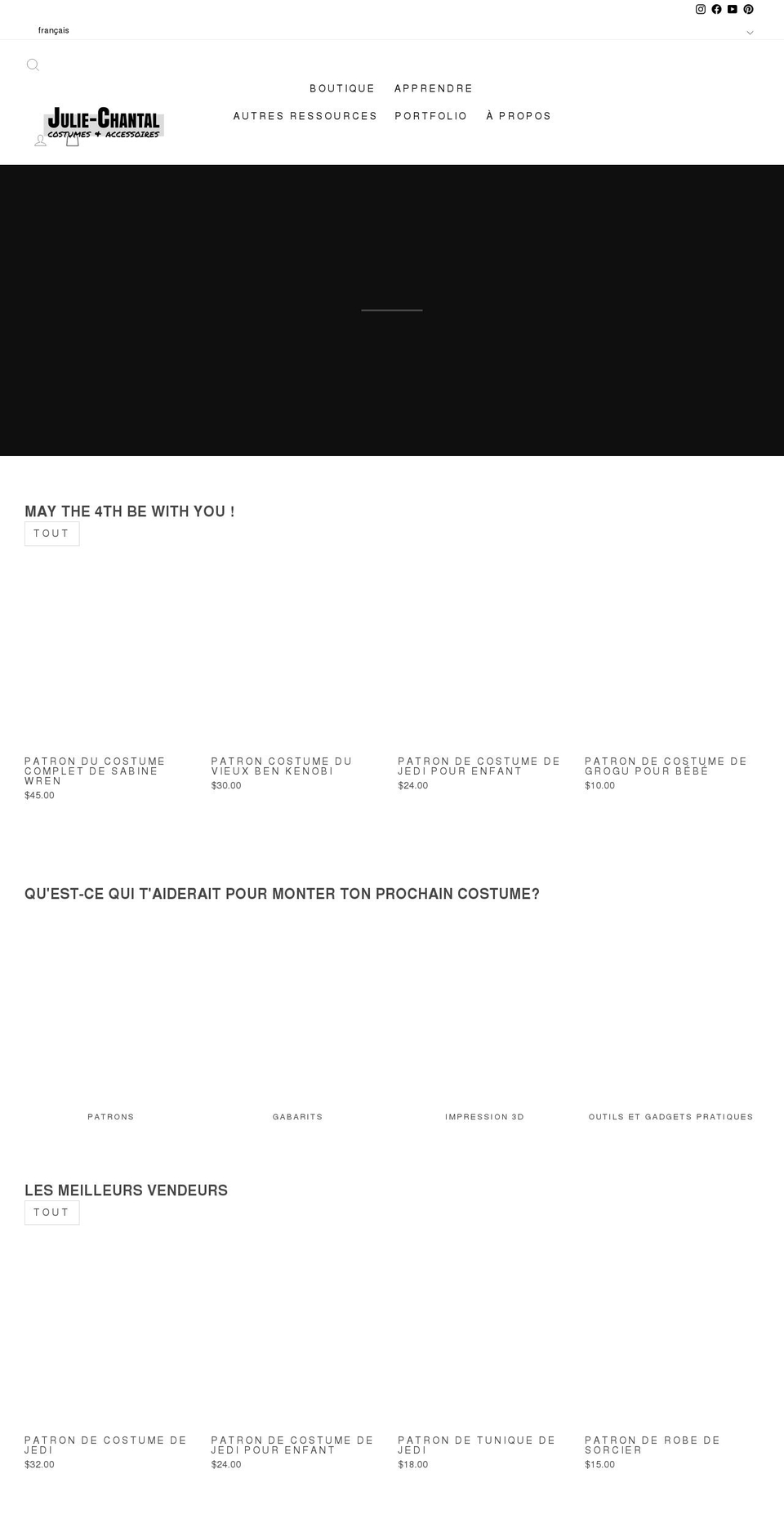 juliechantal.com shopify website screenshot