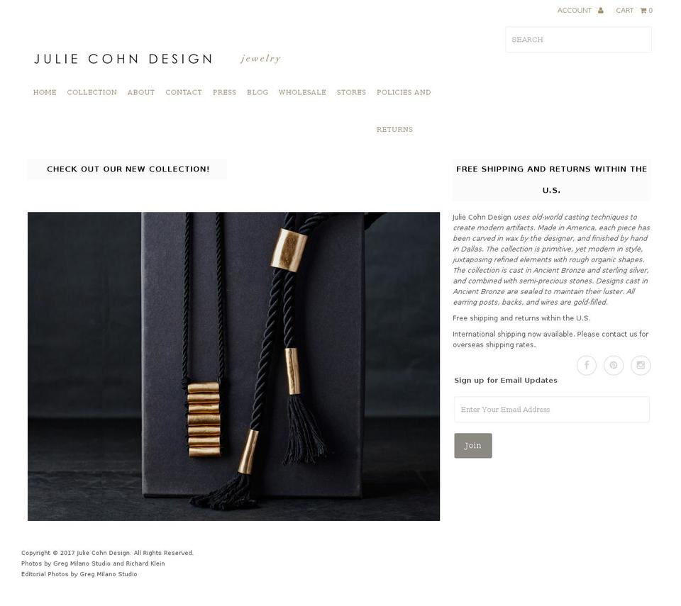 juliecohndesign.com shopify website screenshot