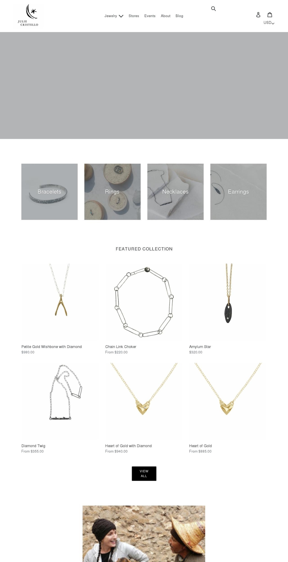 juliecristellojewelry.com shopify website screenshot