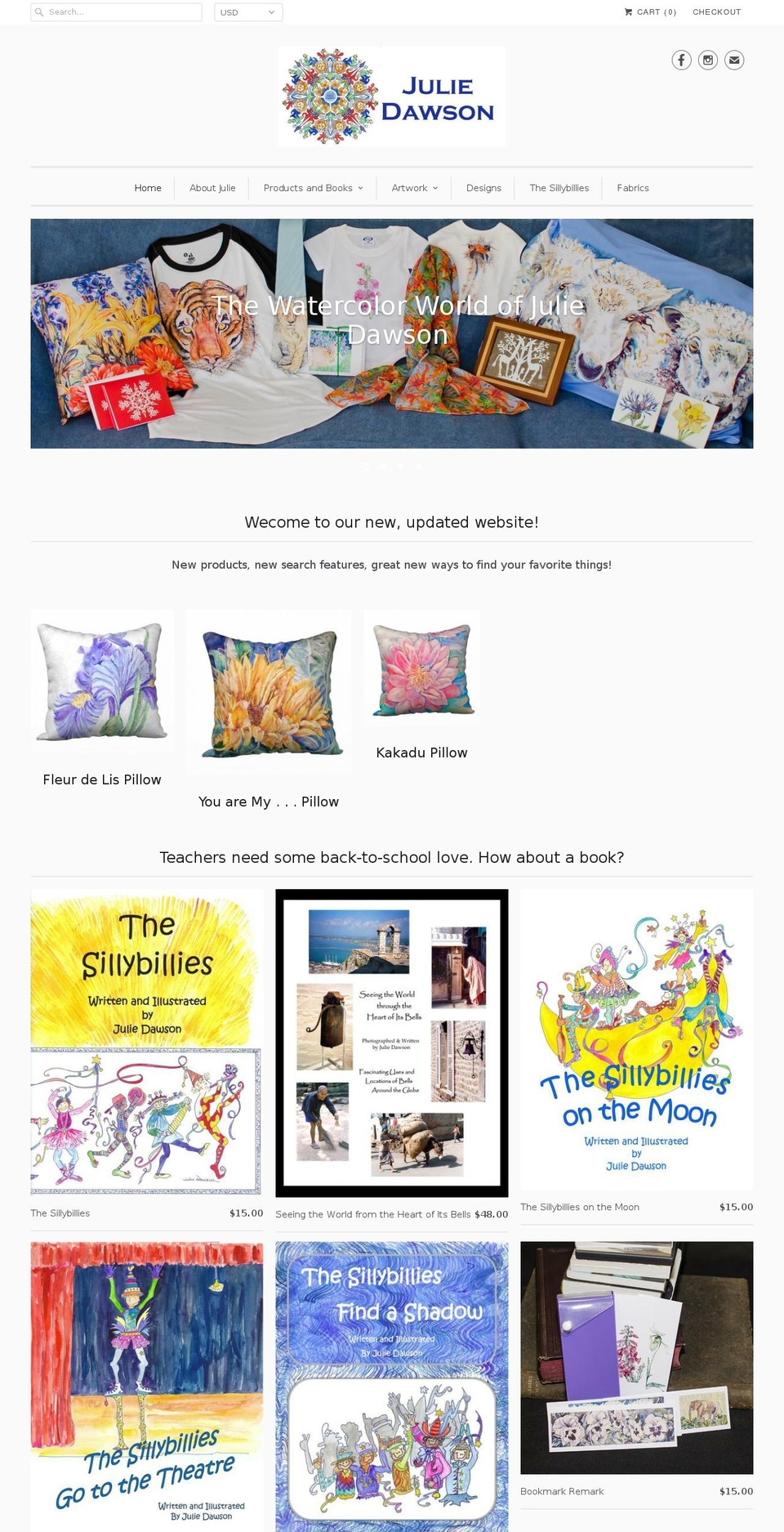 juliedawsonartist.com shopify website screenshot