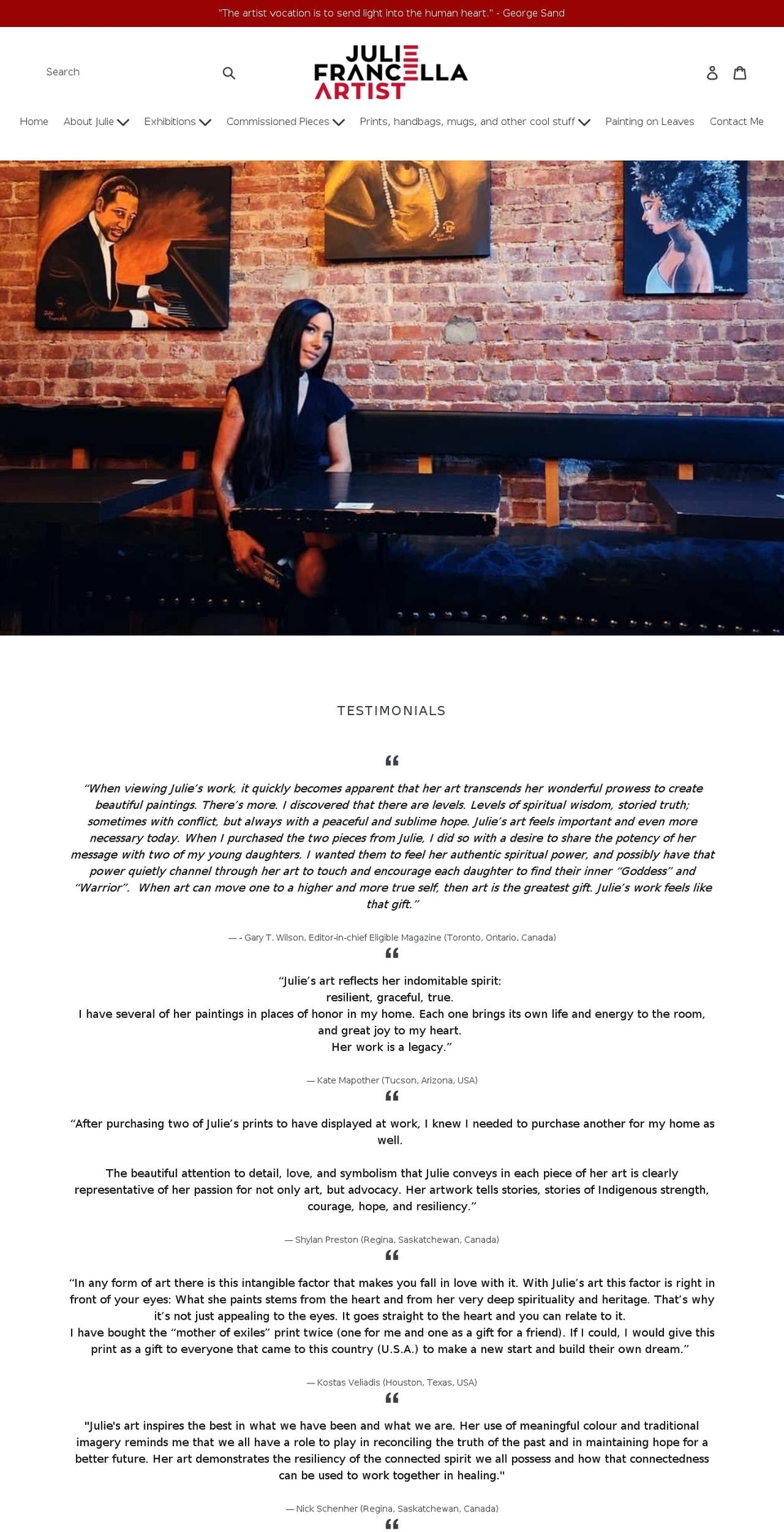 juliefrancella.com shopify website screenshot