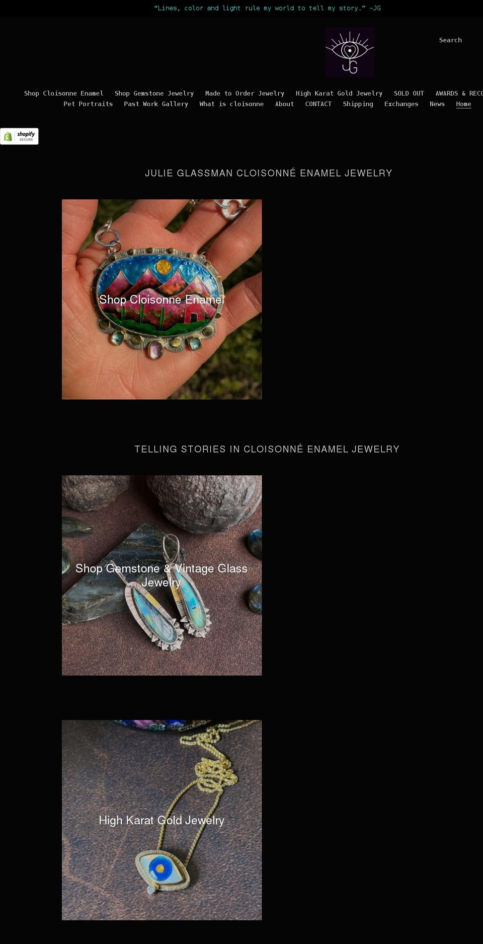 julieglassman.com shopify website screenshot