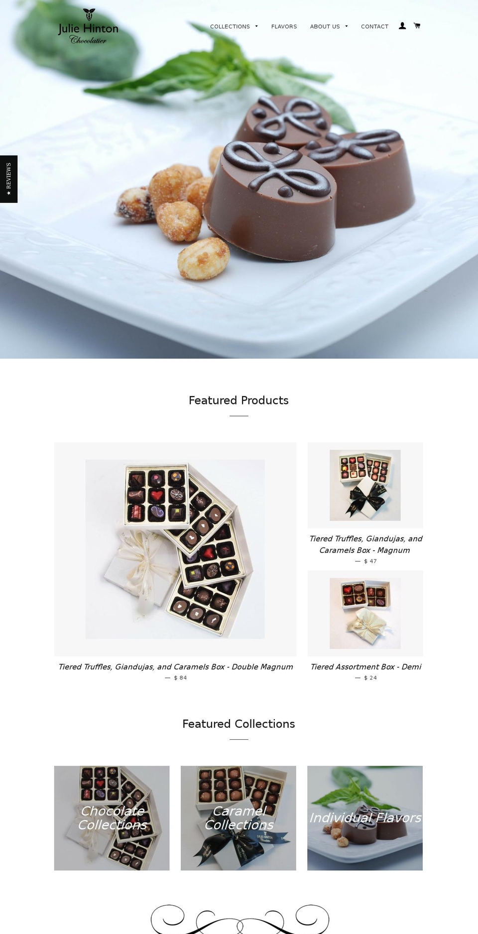 juliehintonchocolate.com shopify website screenshot