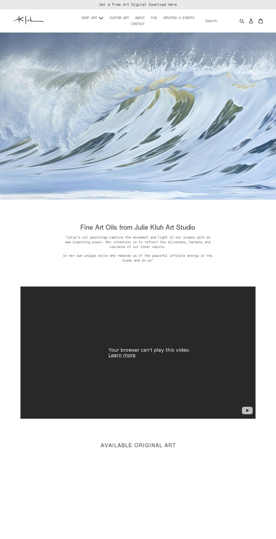 juliekluh.com shopify website screenshot