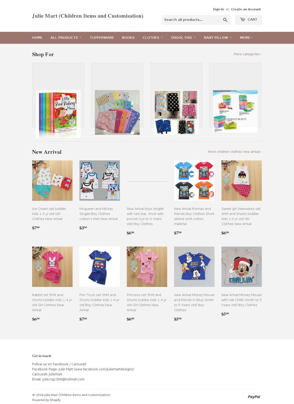 juliemart.com — Shopify storefront screenshot