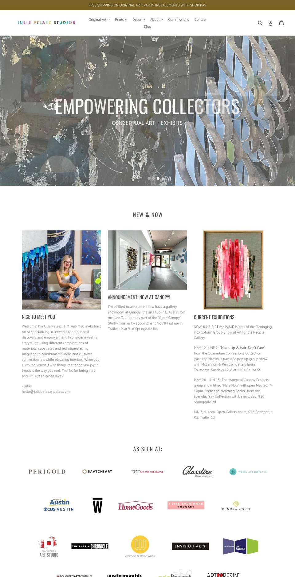 juliepelaezstudios.com shopify website screenshot