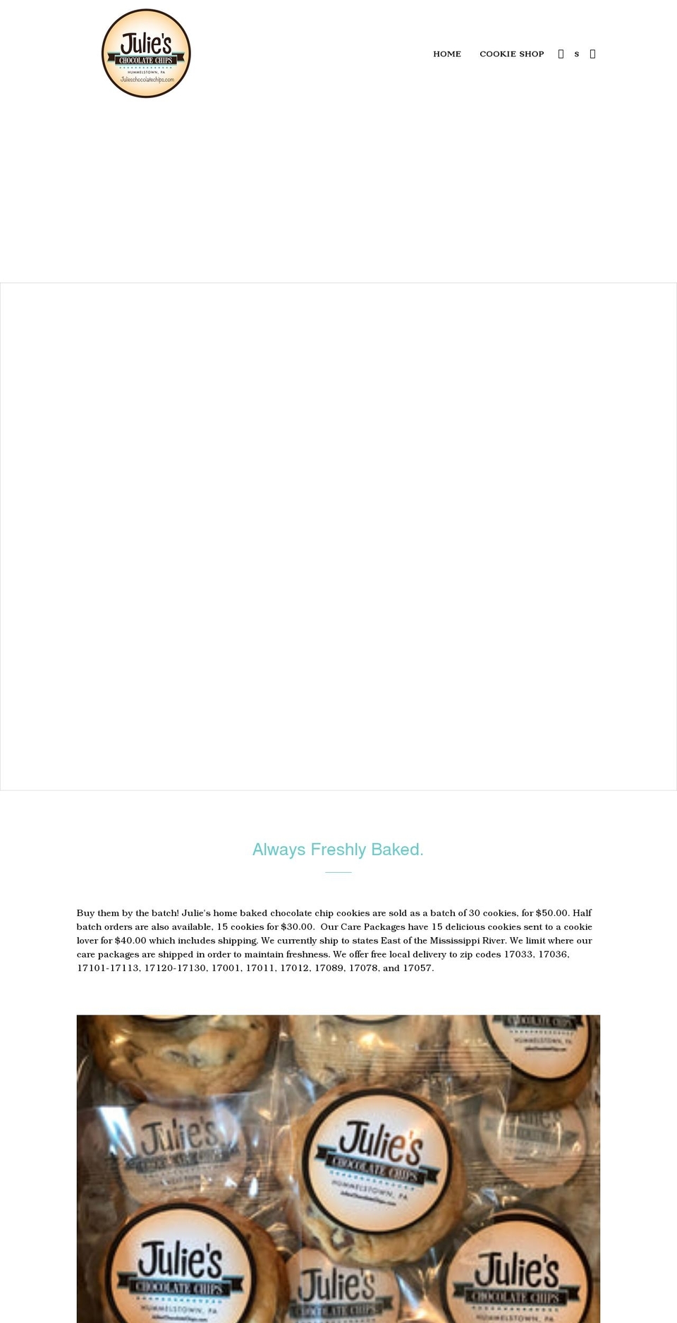 julieschocolatechips.com shopify website screenshot