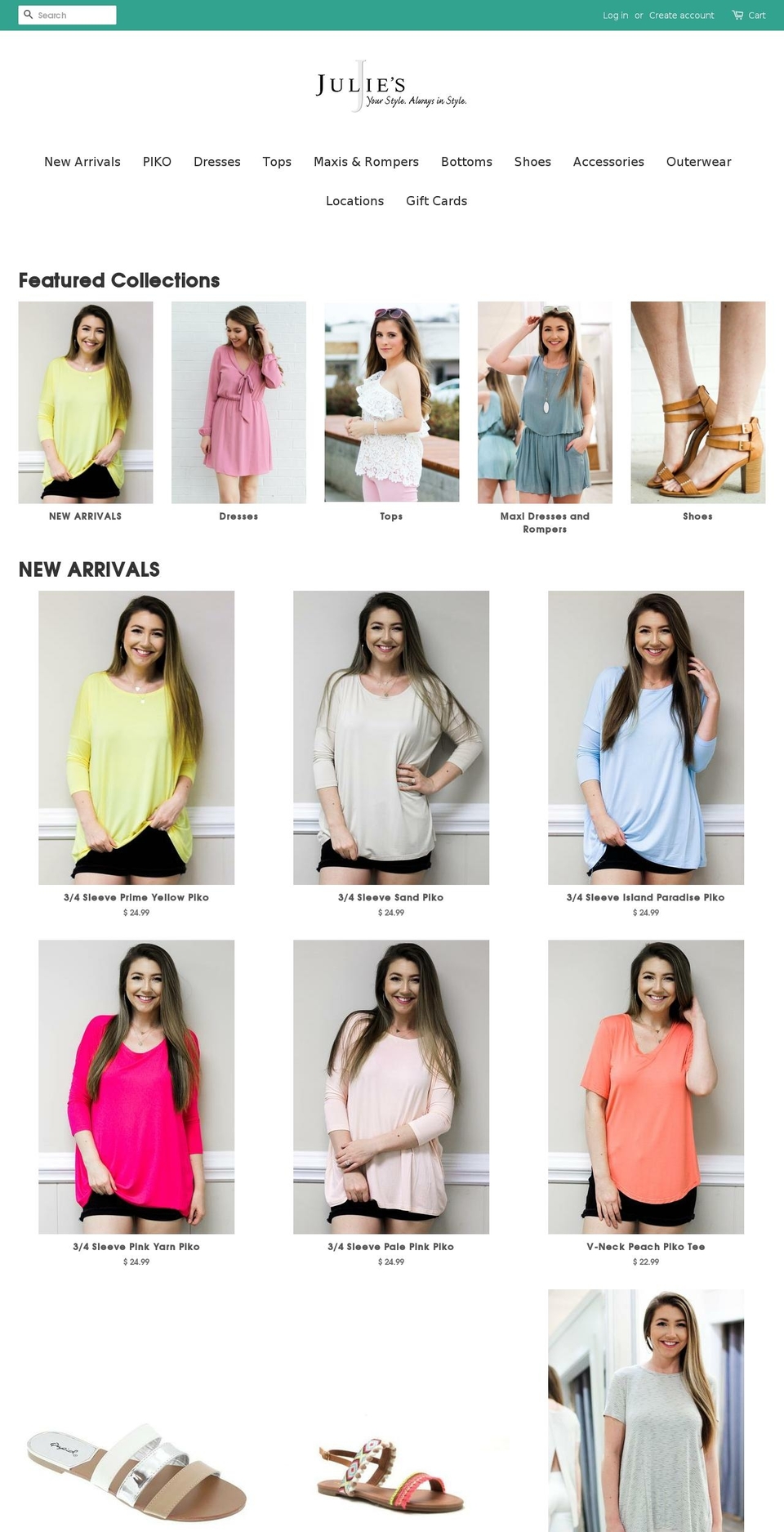 juliesclothing.com shopify website screenshot