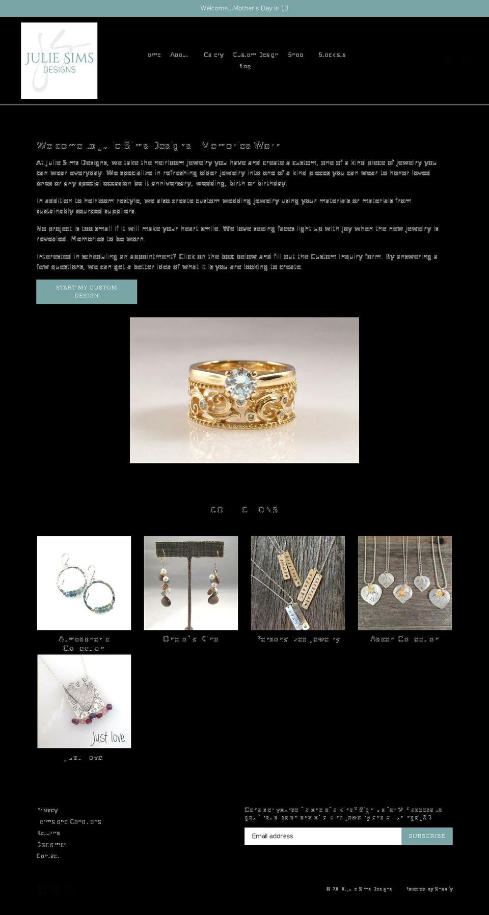 juliesimsdesigns.com — Shopify storefront screenshot