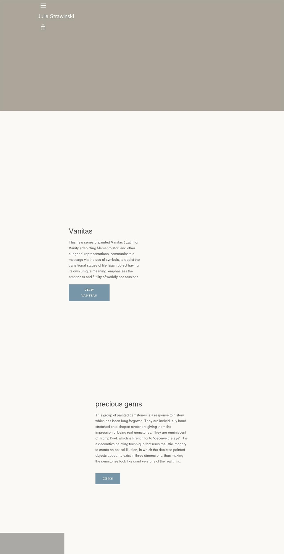 juliestrawinski.com shopify website screenshot