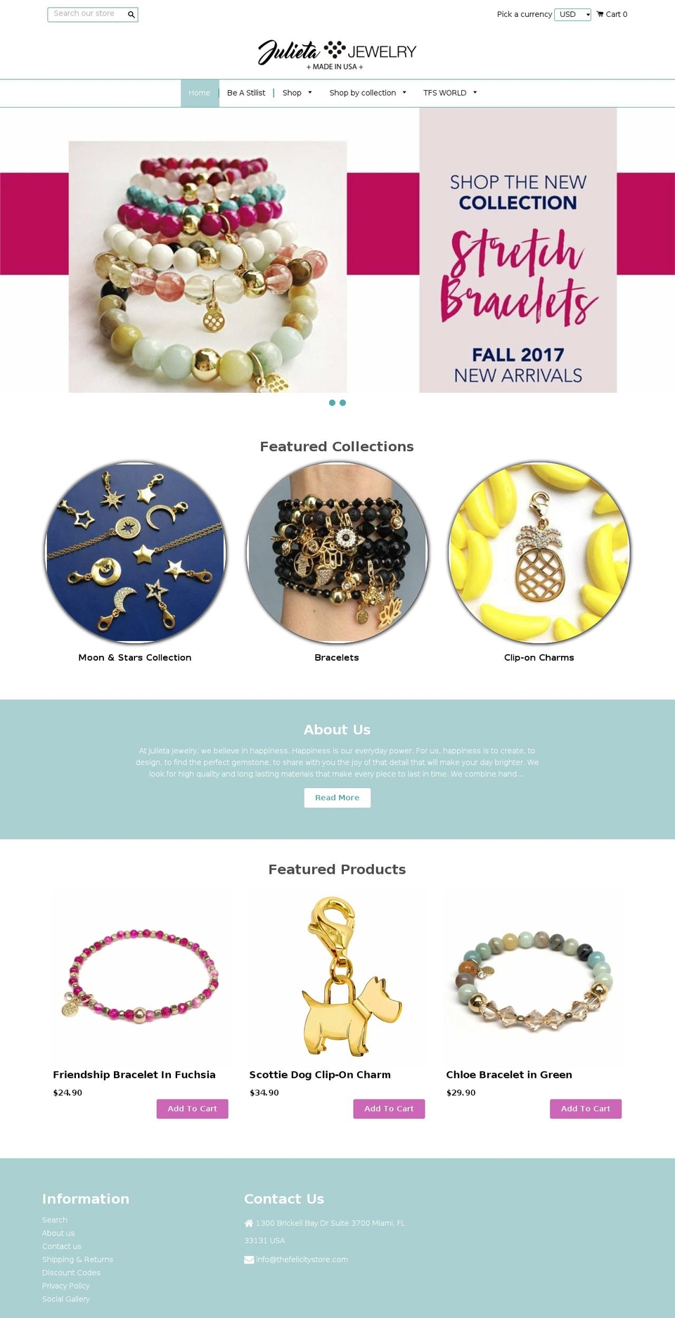 Compact Shopify theme site example julietajewelry.com