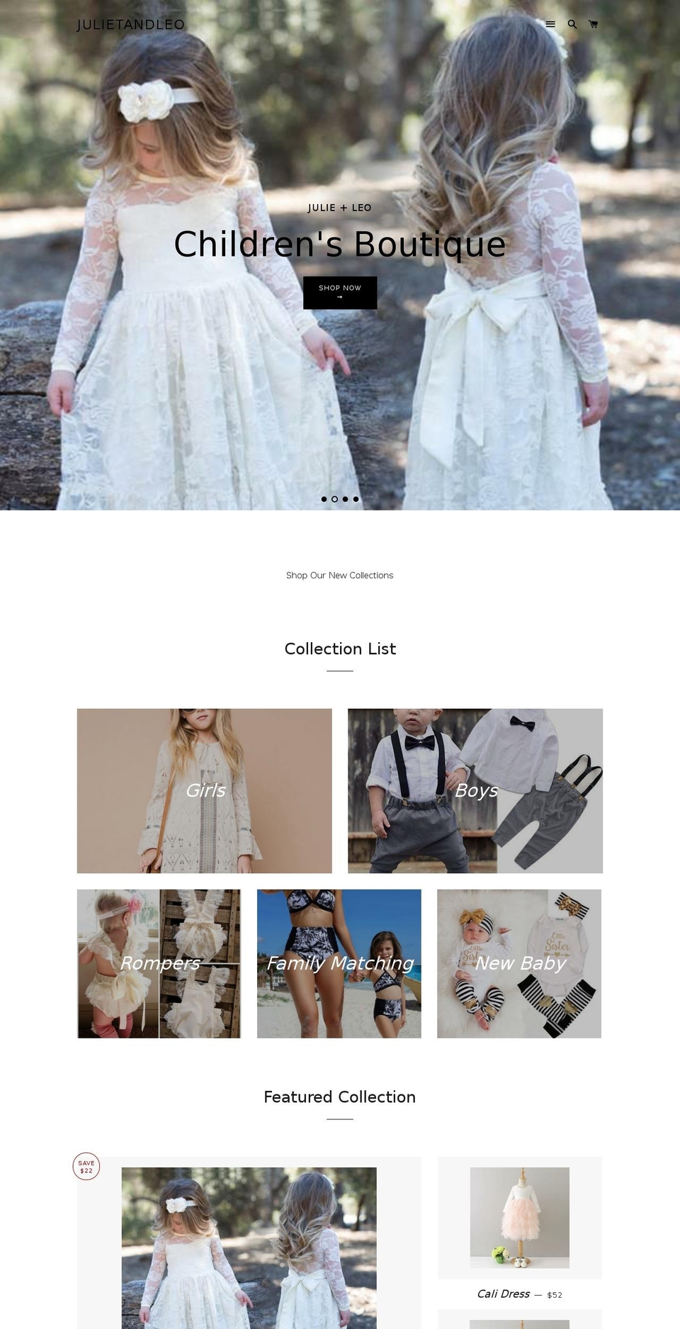 julietandleo.com — Shopify storefront screenshot