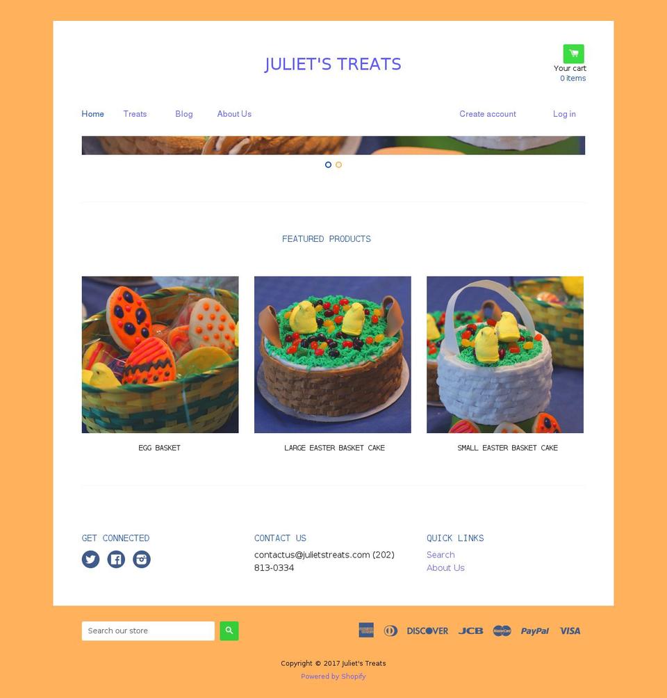 julietstreats.com shopify website screenshot