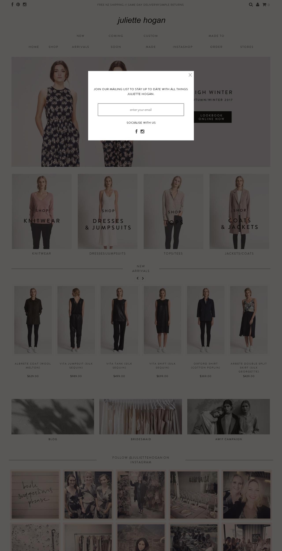 juliettehogan.com shopify website screenshot