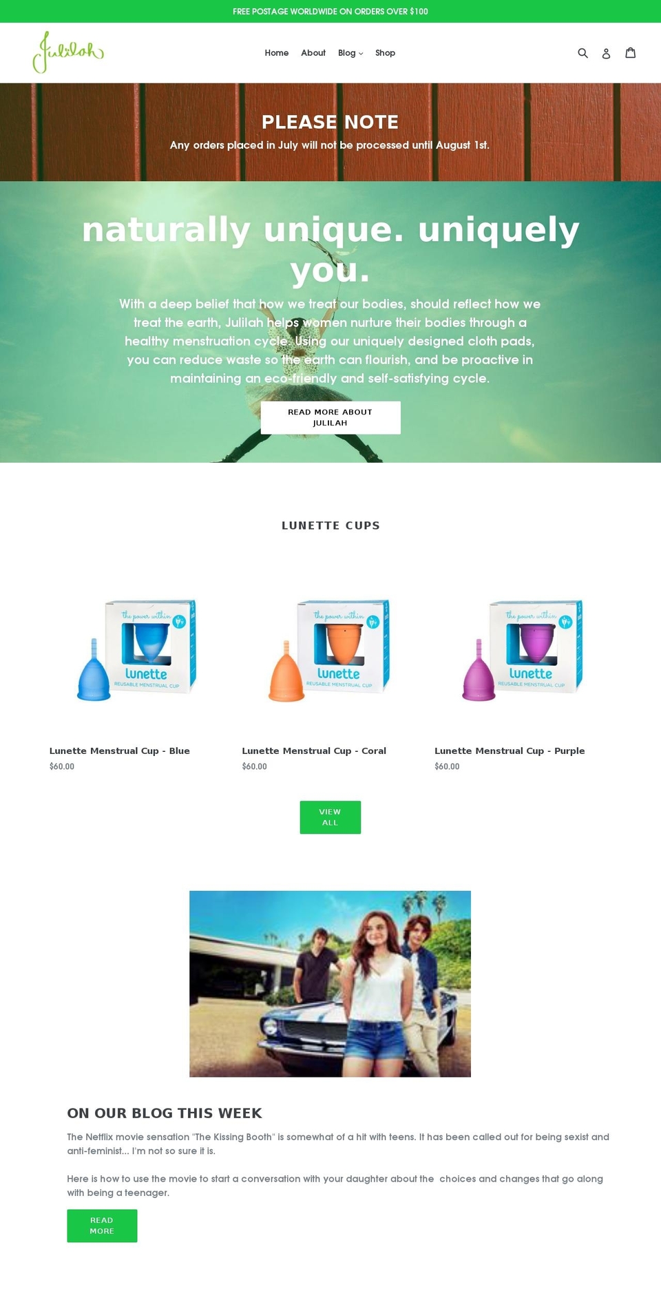 julilah.com.au shopify website screenshot
