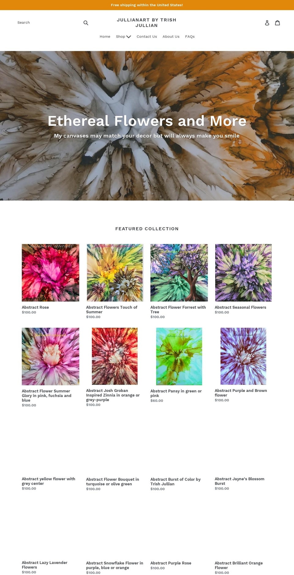 jullianart.com shopify website screenshot
