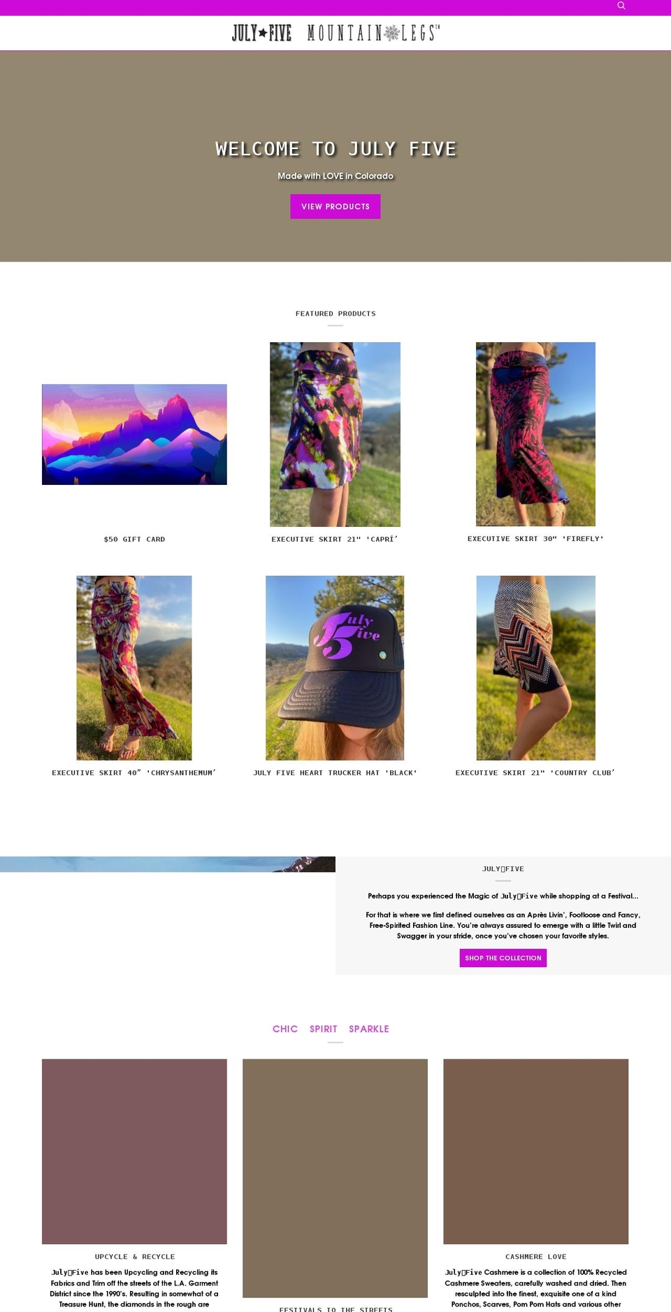 julyfive.com shopify website screenshot