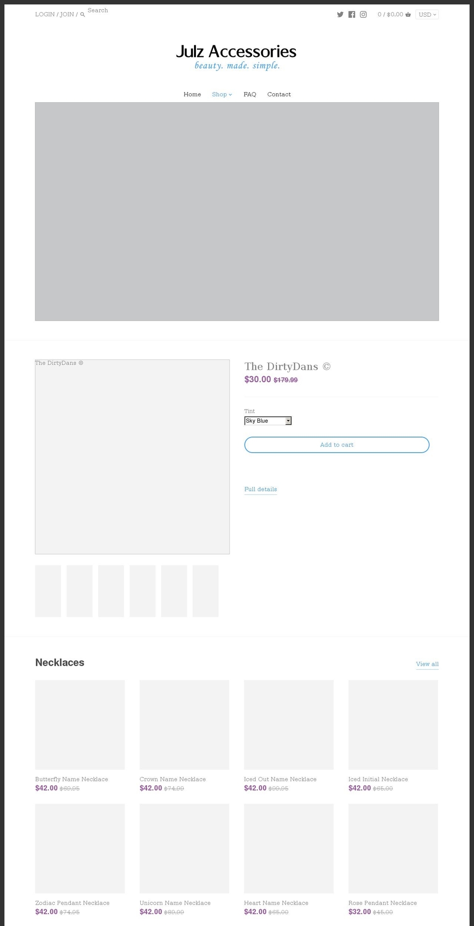 julzaccessories.com shopify website screenshot