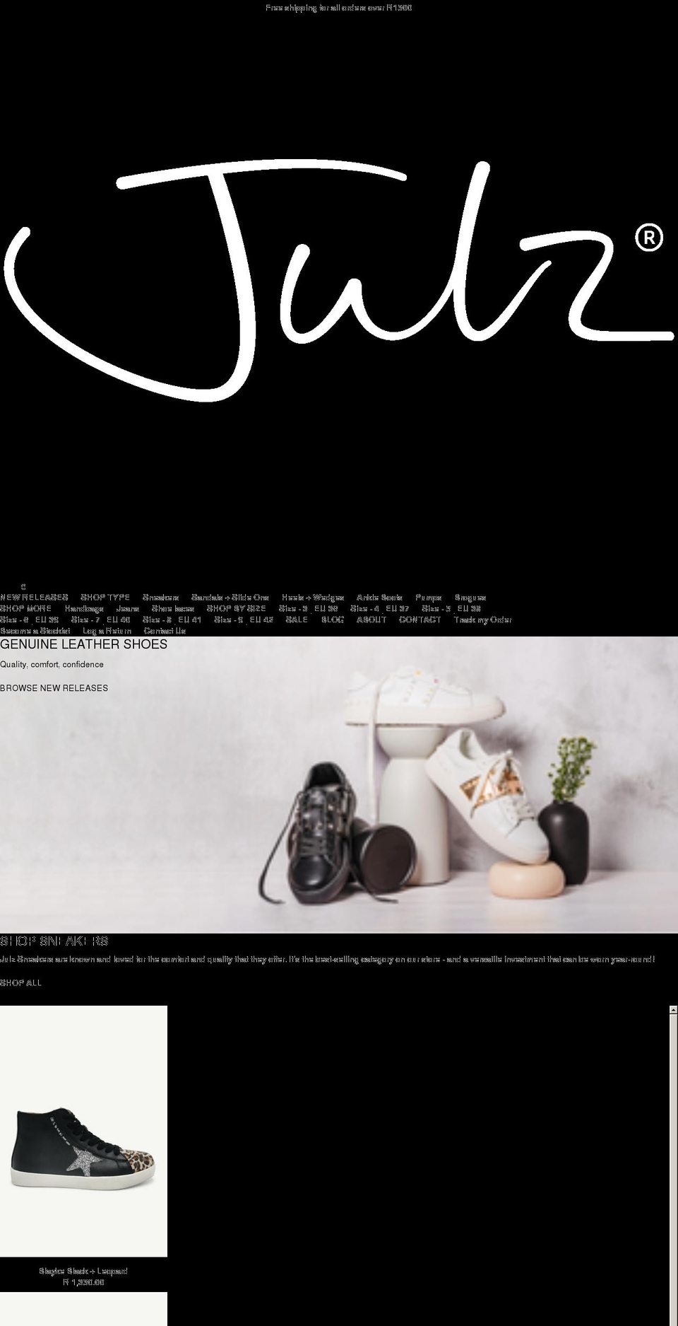 julzshoes.com shopify website screenshot