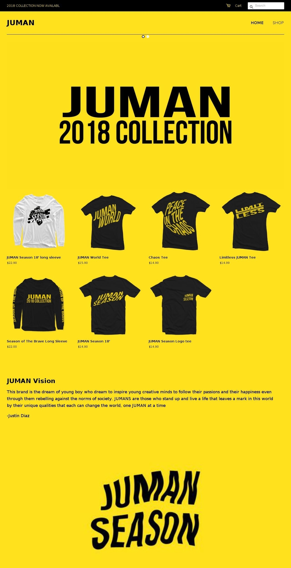jumanapparel.com — Shopify storefront screenshot