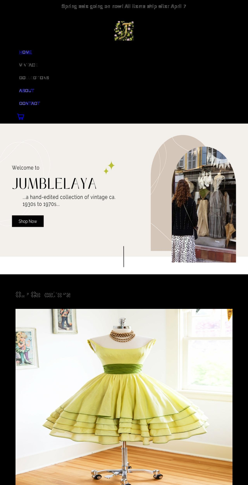 inspire Shopify theme site example jumblelaya.com