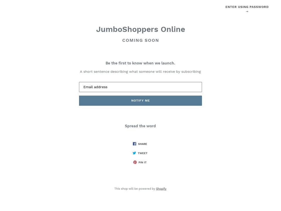 Drop Shopify theme site example jumboshoppers.com
