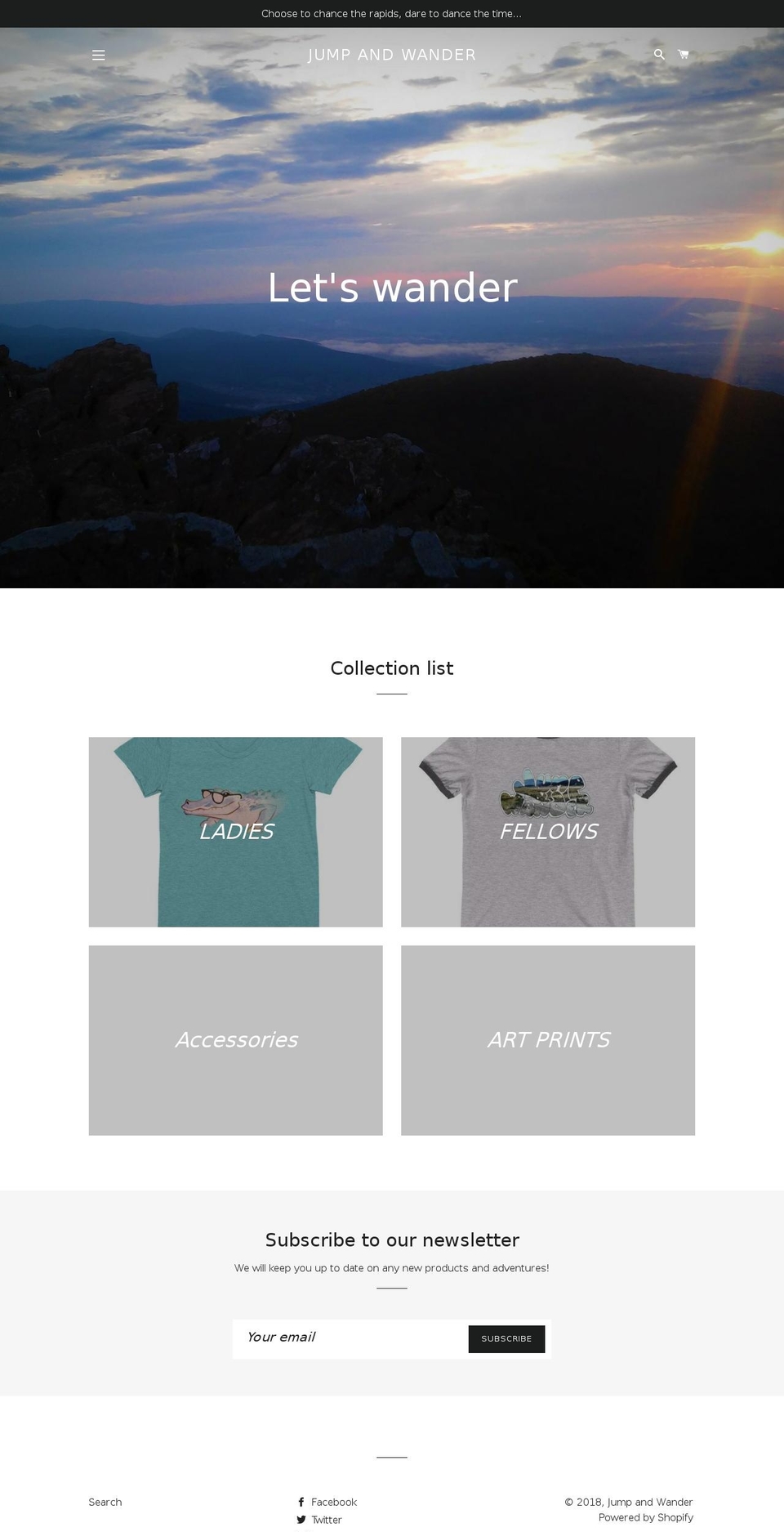 jumpandwander.com — Shopify storefront screenshot