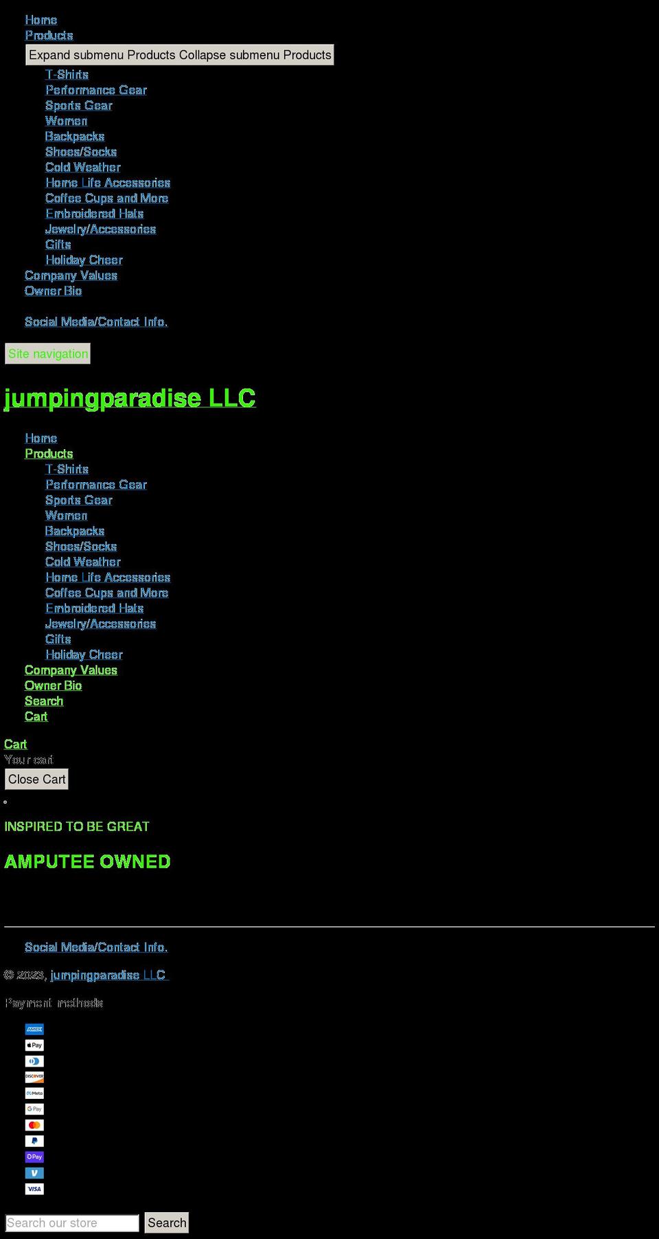 jumpingparadise.com shopify website screenshot