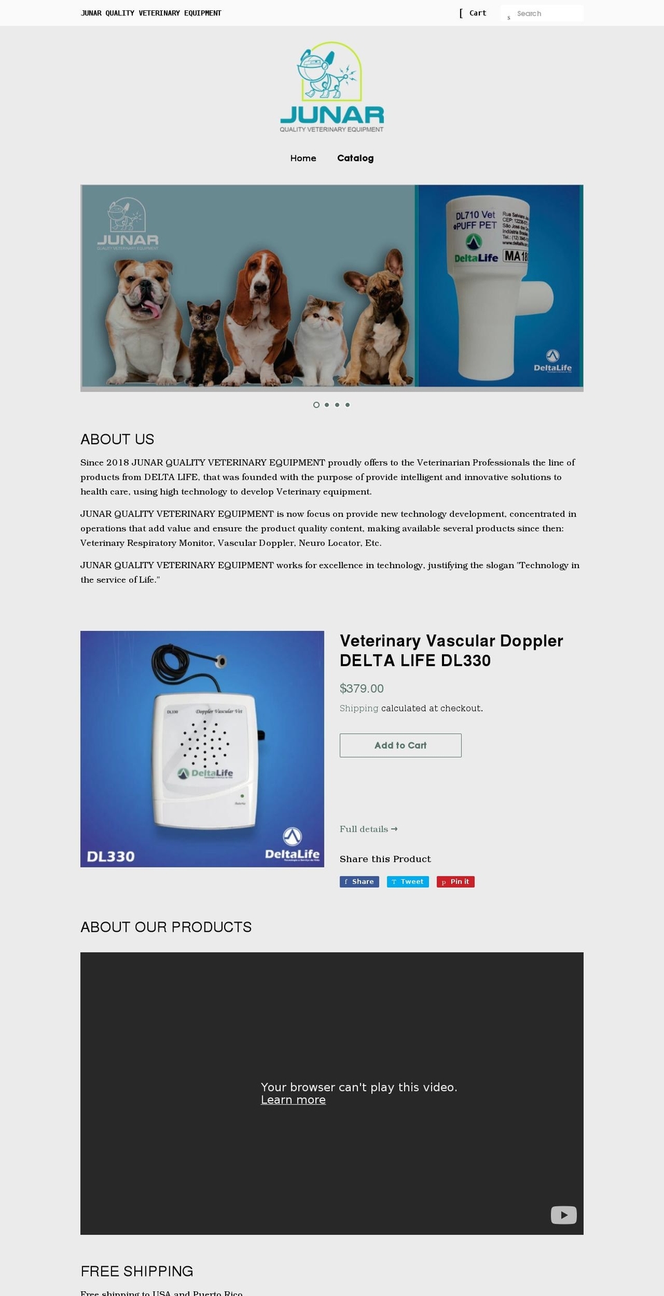 junarqualityveterinaryequipment.com shopify website screenshot