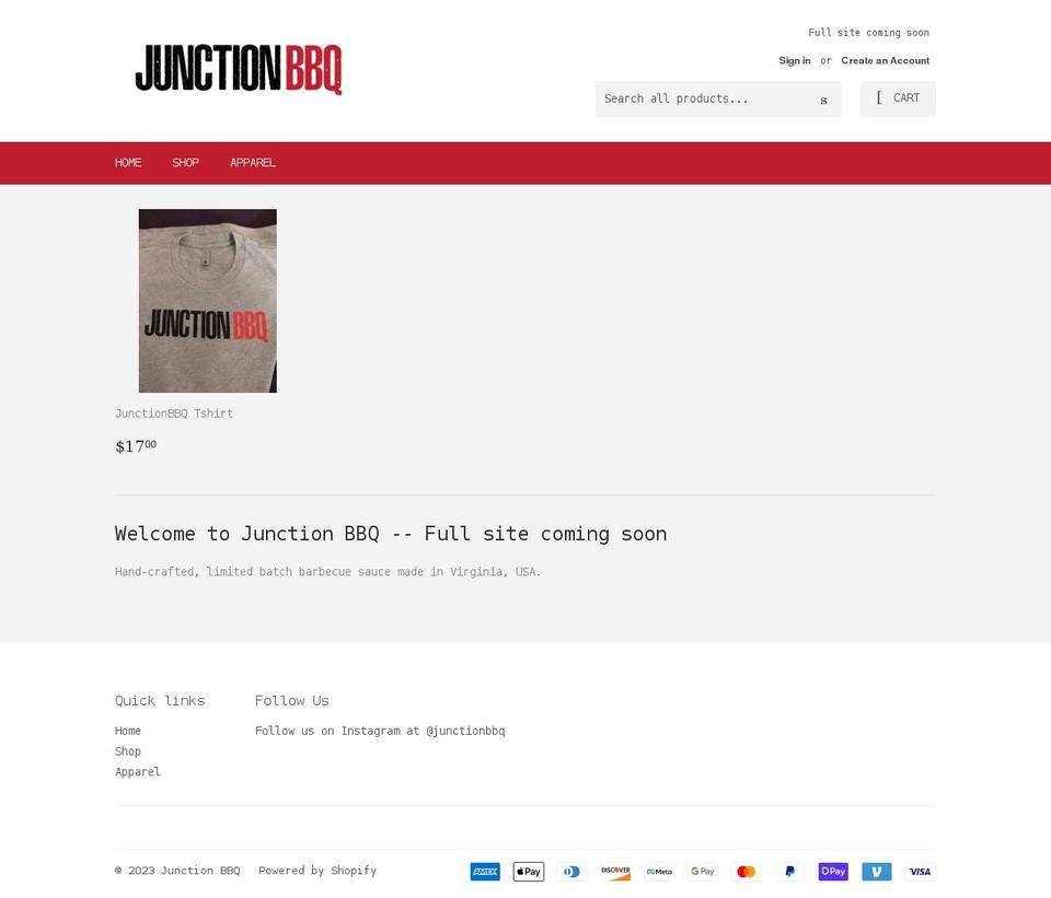 junctionbbq.com shopify website screenshot