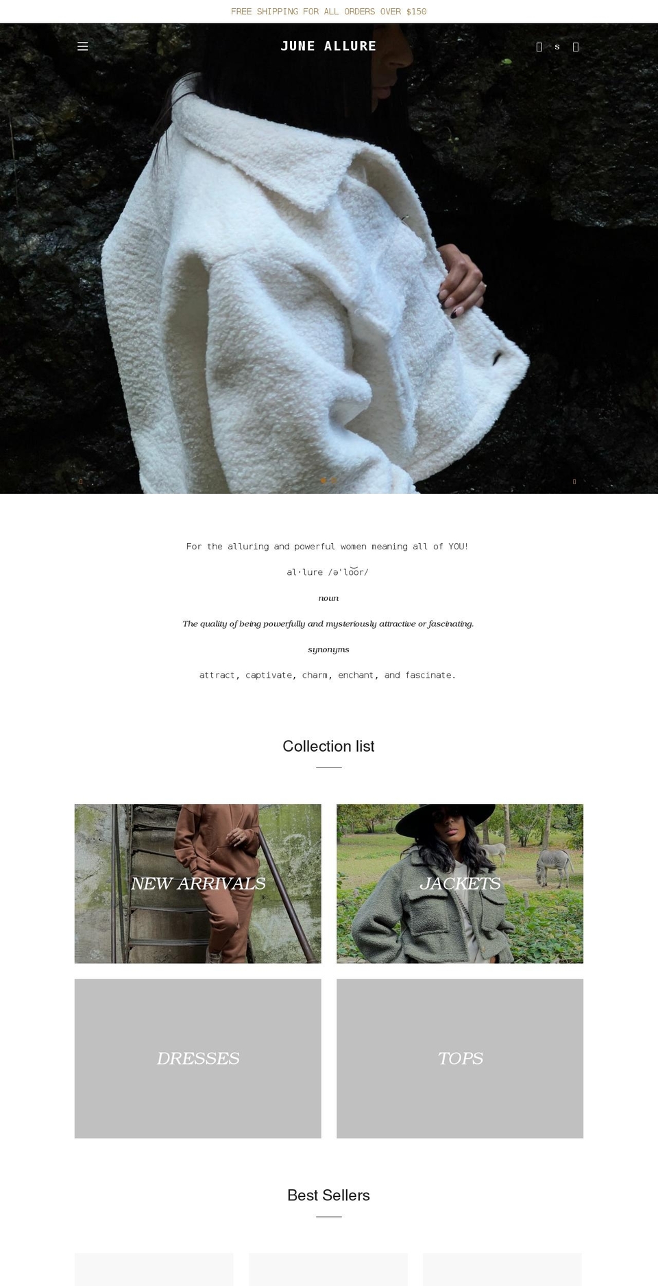 juneallure.com shopify website screenshot